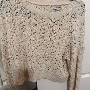 American Eagle Outfitters Ivory Lace Knit Sweater